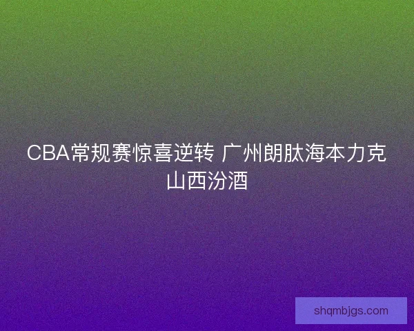 CBA常规赛惊喜逆转 广州朗肽海本力克山西汾酒